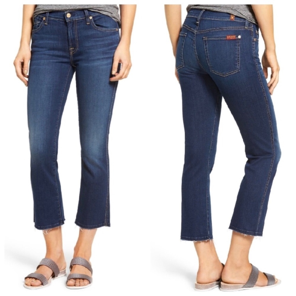 7 For All Mankind Cropped Boot Frayed Hem Jeans 27
